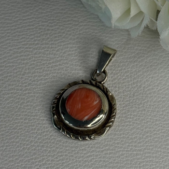 Vintage 925 Sterling Silver Carnelian Pendant Length 1.60 Inch