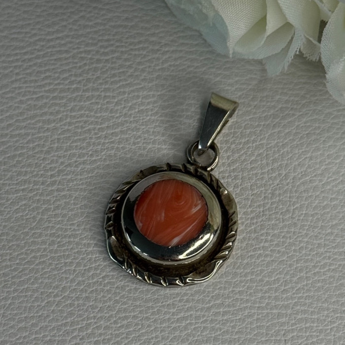 Vintage 925 Sterling Silver Carnelian Pendant Length 1.60 Inch