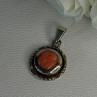 Vintage 925 Sterling Silver Carnelian Pendant Length 1.60 Inch
