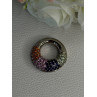 925 Sterling Silver Multi Color Spinel Round Pendant Length 1 Inch