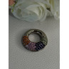 925 Sterling Silver Multi Color Spinel Round Pendant Length 1 Inch