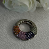 925 Sterling Silver Multi Color Spinel Round Pendant Length 1 Inch