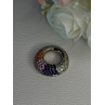 925 Sterling Silver Multi Color Spinel Round Pendant Length 1 Inch