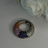 925 Sterling Silver Multi Color Spinel Round Pendant Length 1 Inch