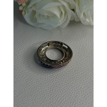 925 Sterling Silver Multi Color Spinel Round Pendant Length 1 Inch