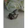 925 Sterling Silver Bird Pyrope Garnet Charm Pendant Length 1 Inch
