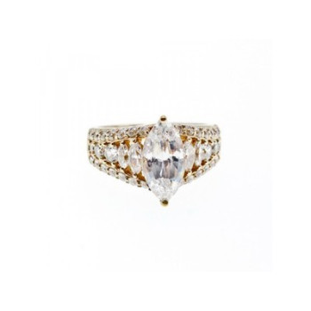 925 Sterling Silver Gold Plated CZ Ring Size 6.5