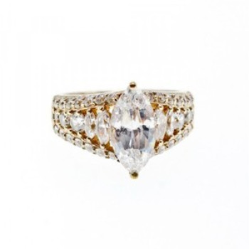 925 Sterling Silver Gold Plated CZ Ring Size 6.5