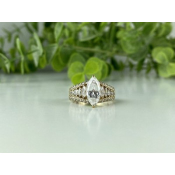 925 Sterling Silver Gold Plated CZ Ring Size 6.5
