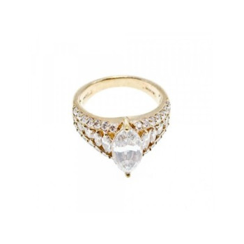 925 Sterling Silver Gold Plated CZ Ring Size 6.5