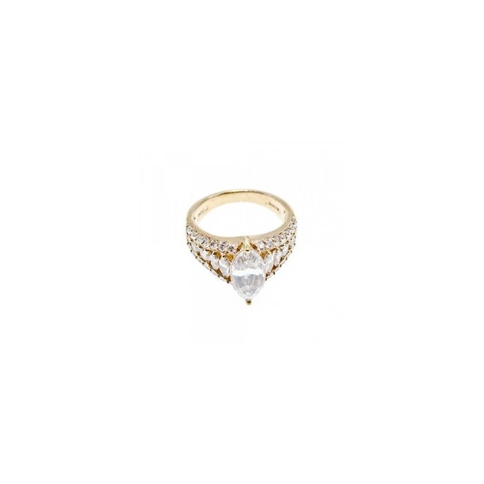 925 Sterling Silver Gold Plated CZ Ring Size 6.5