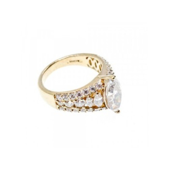 925 Sterling Silver Gold Plated CZ Ring Size 6.5