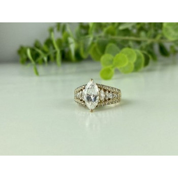 925 Sterling Silver Gold Plated CZ Ring Size 6.5