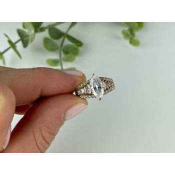 925 Sterling Silver Gold Plated CZ Ring Size 6.5