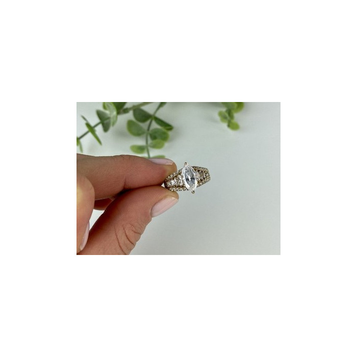 925 Sterling Silver Gold Plated CZ Ring Size 6.5