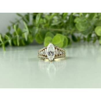 925 Sterling Silver Gold Plated CZ Ring Size 6.5
