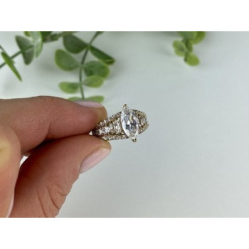 925 Sterling Silver Gold Plated CZ Ring Size 6.5