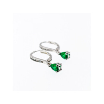 925 Sterling Silver Emerald & CZ Earrings