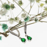 925 Sterling Silver Emerald & CZ Earrings