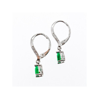 925 Sterling Silver Emerald & CZ Earrings