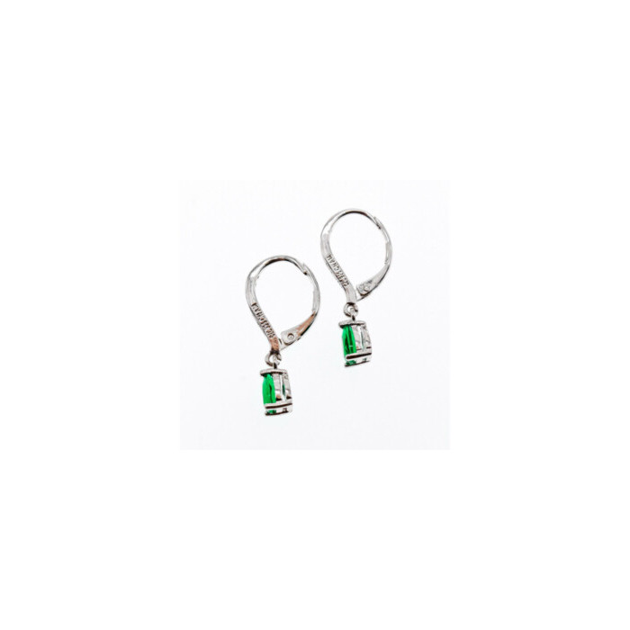 925 Sterling Silver Emerald & CZ Earrings
