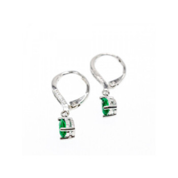925 Sterling Silver Emerald & CZ Earrings