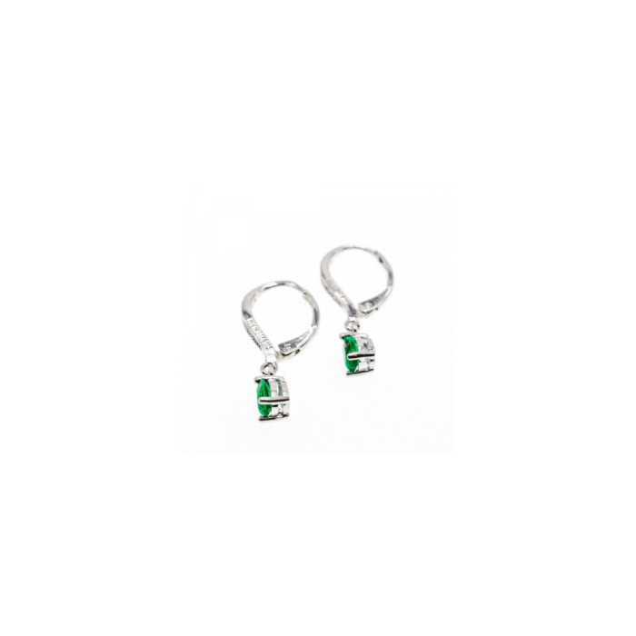 925 Sterling Silver Emerald & CZ Earrings