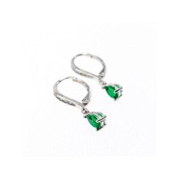 925 Sterling Silver Emerald & CZ Earrings
