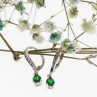 925 Sterling Silver Emerald & CZ Earrings