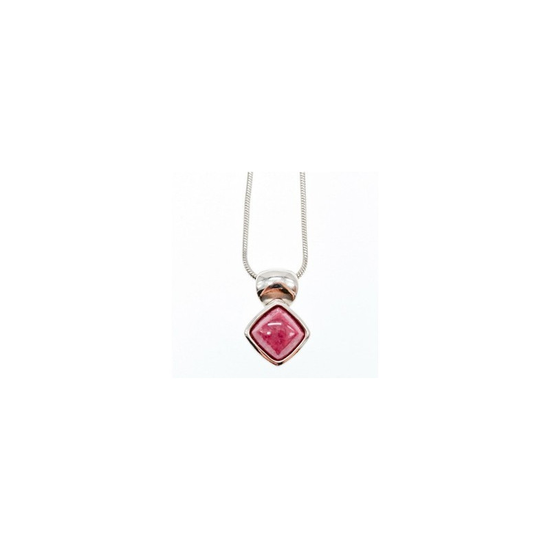 925 Sterling Silver Pink Agate Chain with Pendant Italy