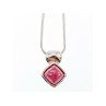 925 Sterling Silver Pink Agate Chain with Pendant Italy