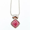 925 Sterling Silver Pink Agate Chain With Pendant Italy