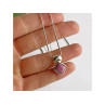 925 Sterling Silver Pink Agate Chain with Pendant Italy
