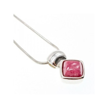 925 Sterling Silver Pink Agate Chain with Pendant Italy