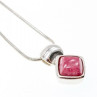 925 Sterling Silver Pink Agate Chain With Pendant Italy