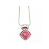 925 Sterling Silver Pink Agate Chain with Pendant Italy