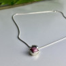 925 Sterling Silver Pink Agate Chain With Pendant Italy