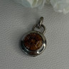 925 Sterling Silver Amber Carved Flower Pendant Length 1.25 Inch