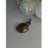 925 Sterling Silver Amber Carved Flower Pendant Length 1.25 Inch