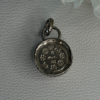 925 Sterling Silver Amber Carved Flower Pendant Length 1.25 Inch