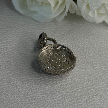 925 Sterling Silver Amber Carved Flower Pendant Length 1.25 Inch