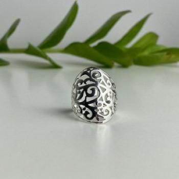 925 Sterling Silver Openwork Ring Size 7