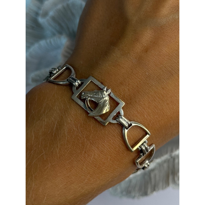 Vintage 925 Sterling Silver Horse Bracelet Length 7