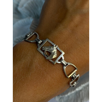 Vintage 925 Sterling Silver Horse Bracelet Length 7