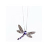 10K WHITE GOLD TOURMALINE & DIAMONDS  DRAGONFLY NECKLACE & PENDANT