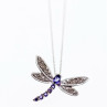 10K White Gold Tourmaline & Diamonds Dragonfly Necklace & Pendant