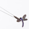 10K White Gold Tourmaline & Diamonds Dragonfly Necklace & Pendant
