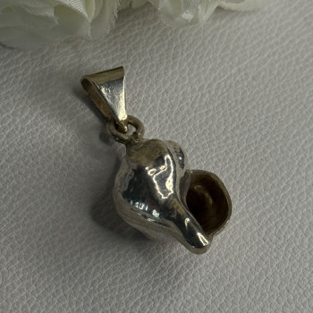 925 Sterling Silver Shell Pendant Length 1.80 Inch