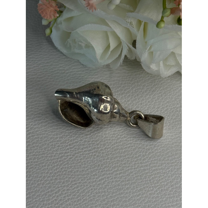 925 Sterling Silver Shell Pendant Length 1.80 Inch