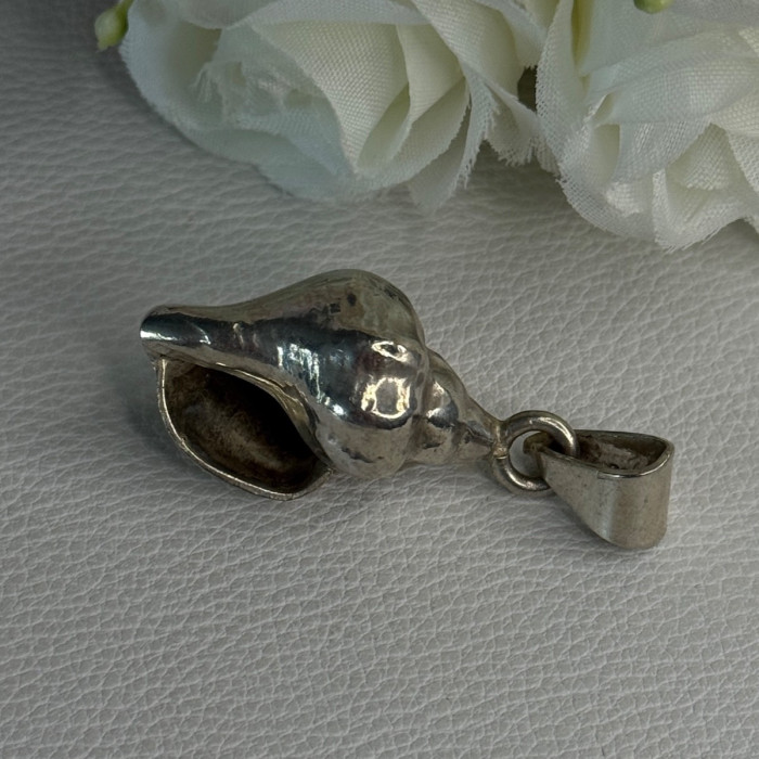 925 Sterling Silver Shell Pendant Length 1.80 Inch